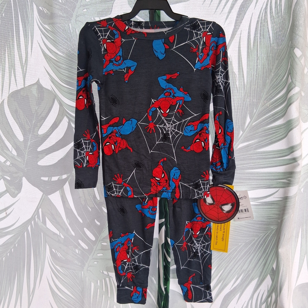 Marvel Kids Long Sleeve 2-piece Pajama Set - Black and Blue Spider-Man Design